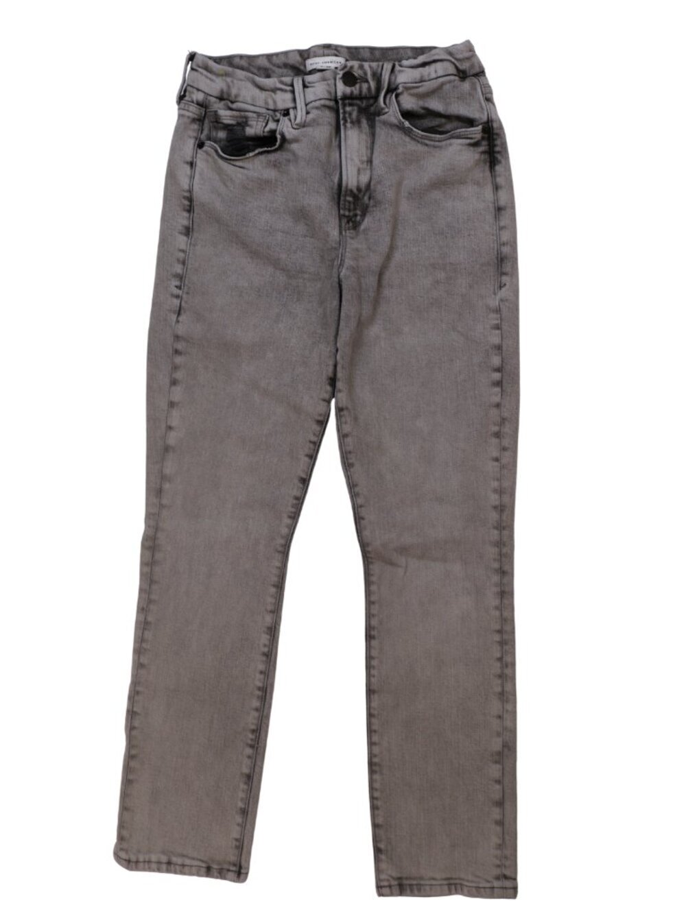 Good American Gray Wash High Rise Straight Jeans Size 8 Premium Denim